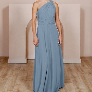 Revelry Devan Convertible Chiffon Bridesmaid Dress in French Blue